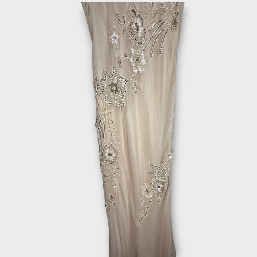 VTG Scala Silk Slip Dress Wedding Formal Beads Sequins Embroidery Ivory Sz Large - Picture 7 of 16